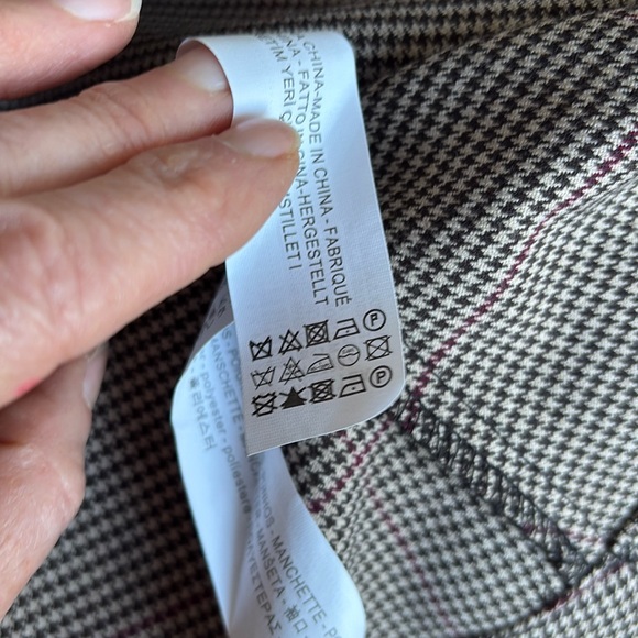 Zara top tan & black houndstooth with fur trim sz M NWOT - Picture 9 of 11